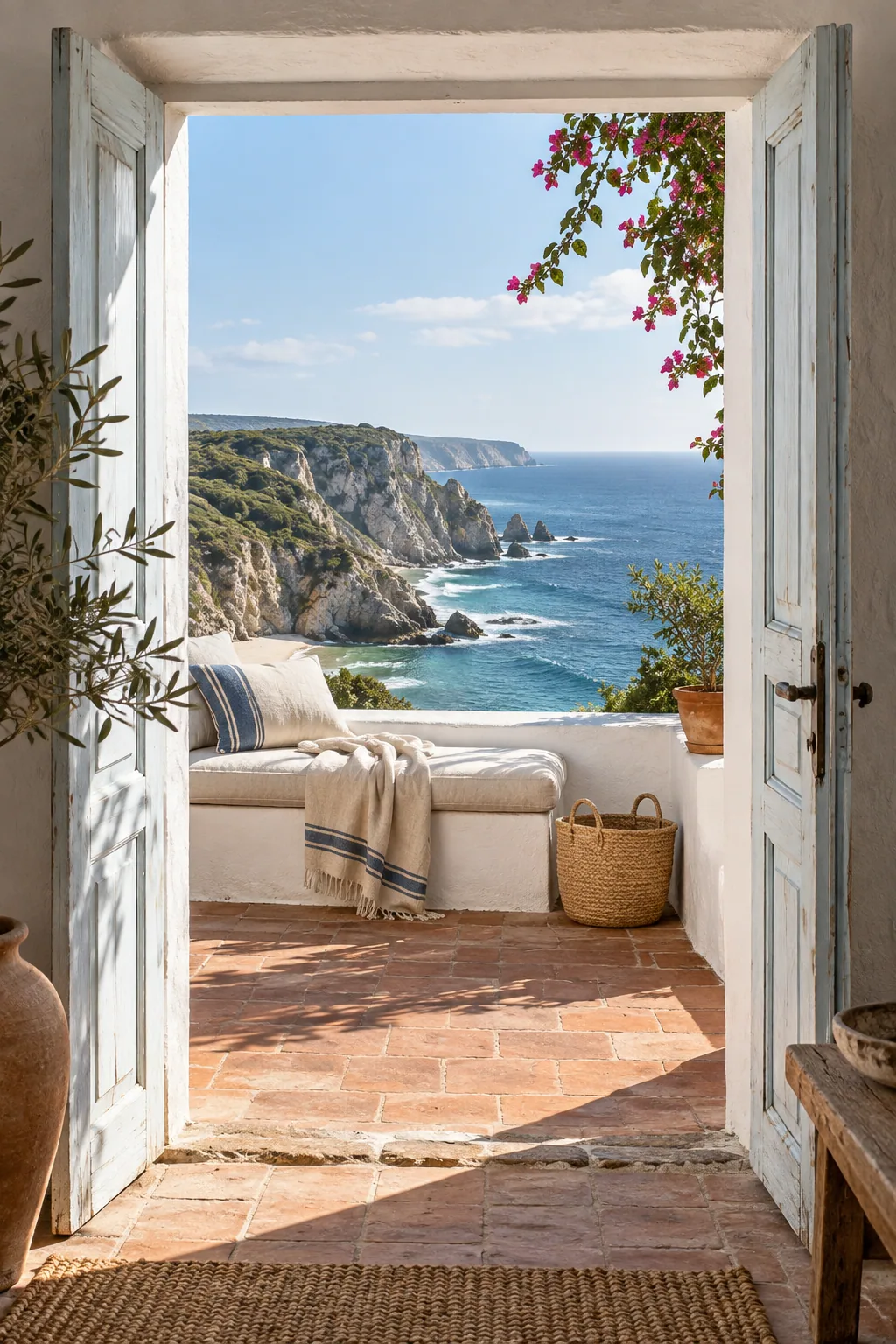 Coastal interior from the fictional Casa Brisa guest-guide sample