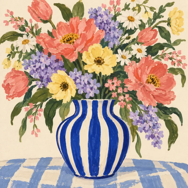 Colorful floral illustration from the fictional Mila Reyes portfolio