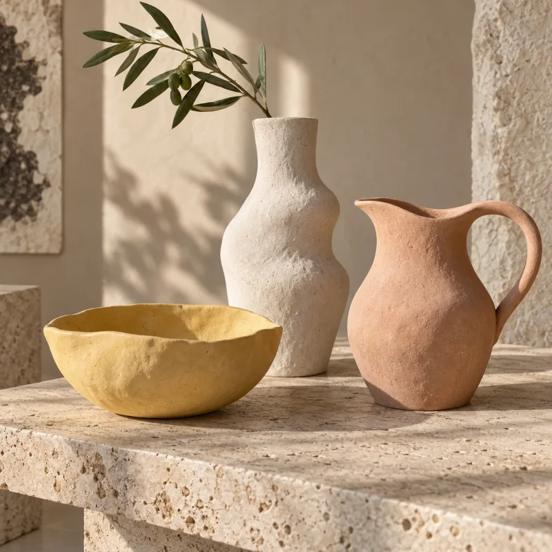 Ceramic vessels from the fictional Nora Studio creator sample