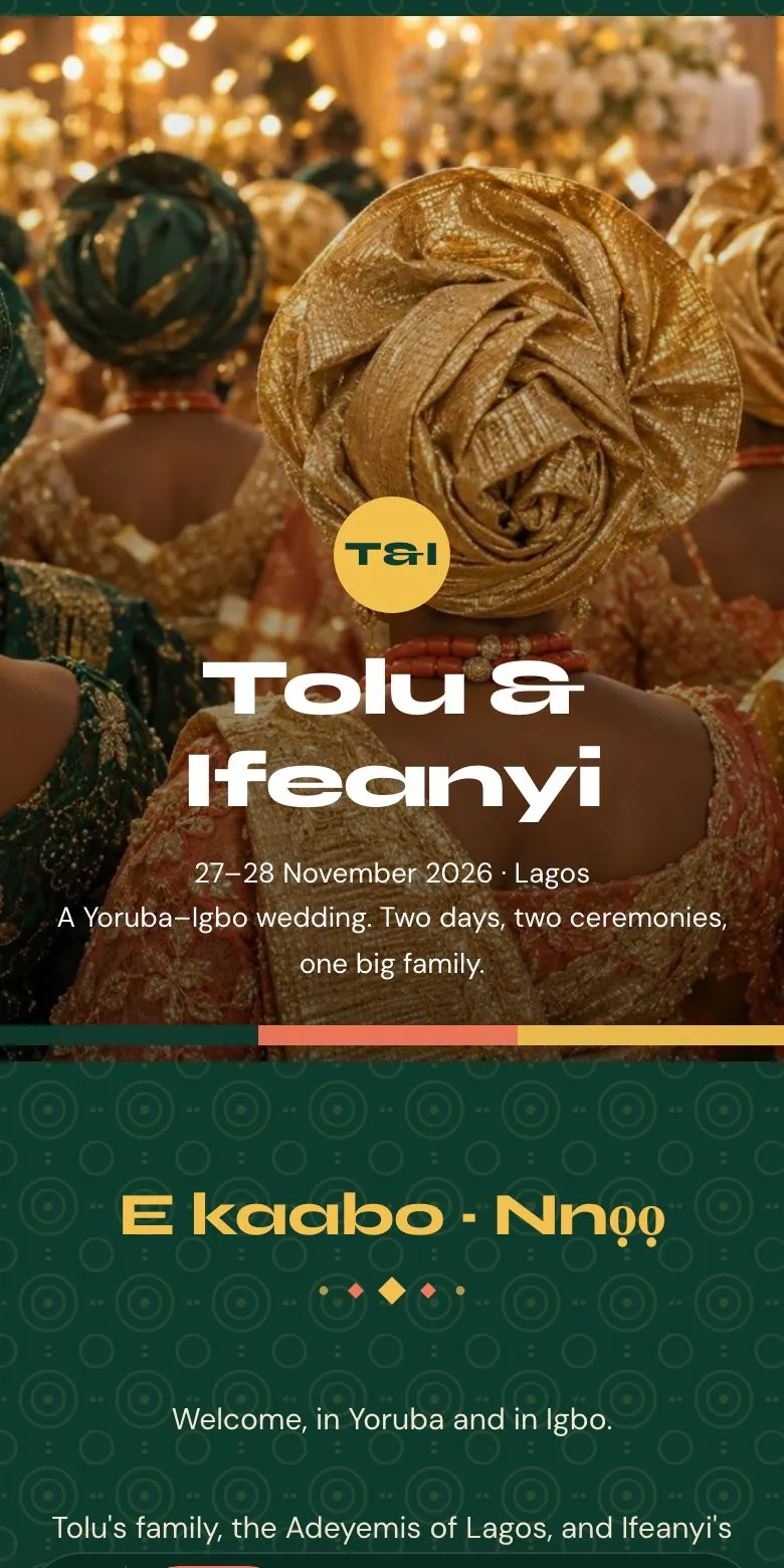 Tolu & Ifeanyi page artwork
