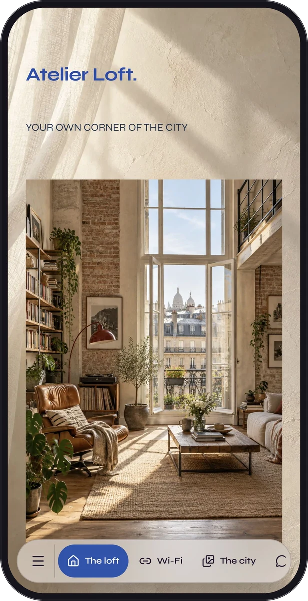Atelier Loft native page preview in a mobile frame