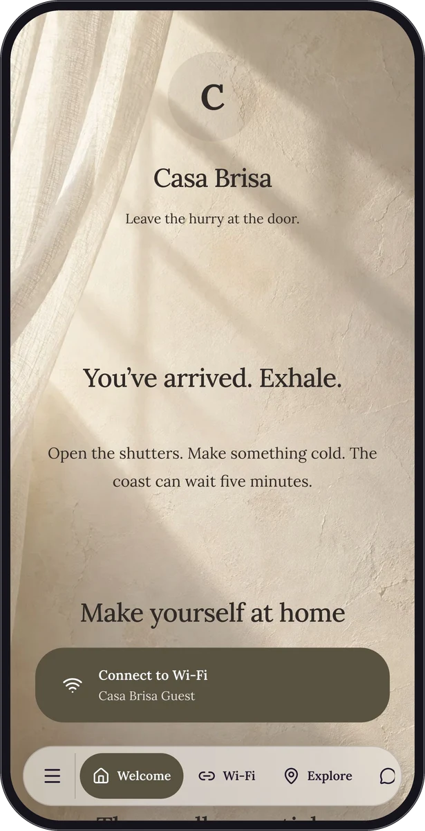 Casa Brisa native page preview in a mobile frame