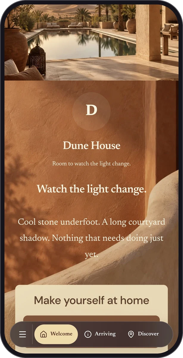 Dune House native page preview in a mobile frame