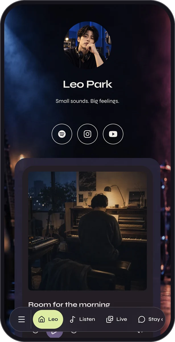 Leo Park native page preview in a mobile frame