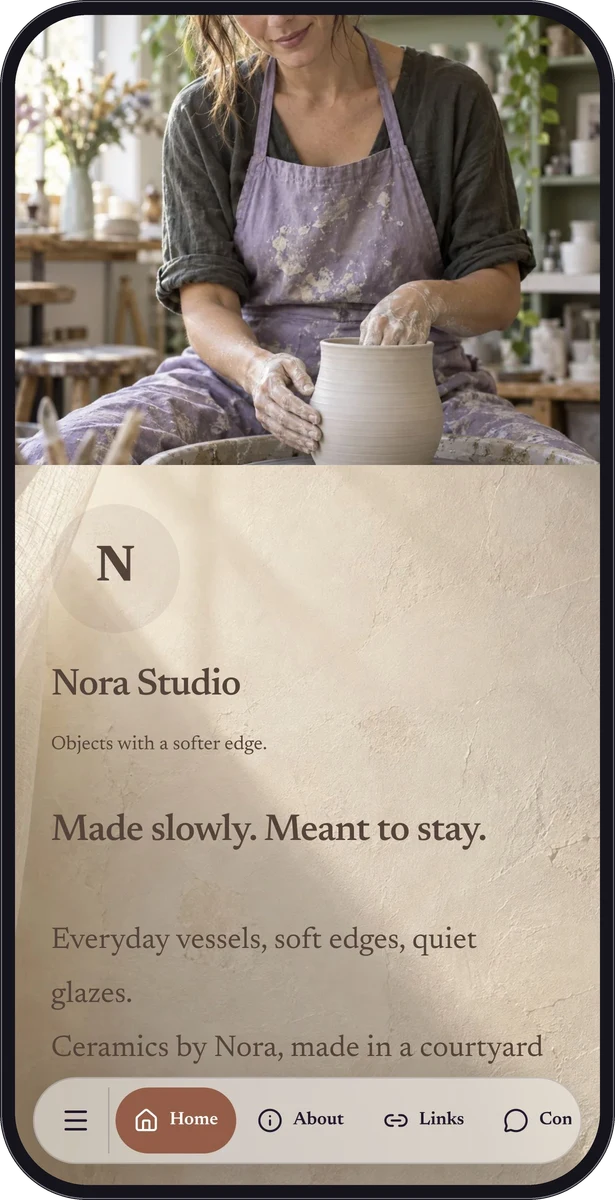 Nora Studio native page preview in a mobile frame