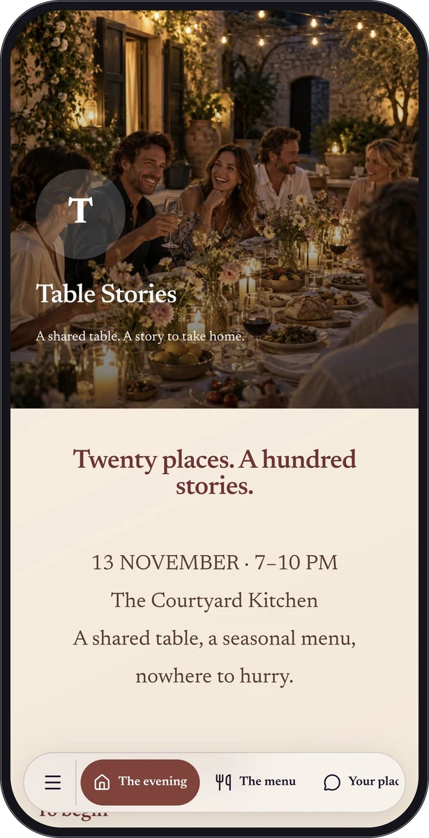 Table Stories native page preview in a mobile frame